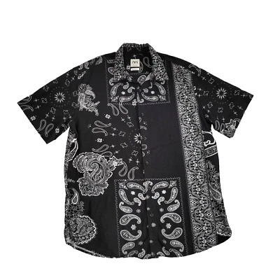 Camisa Zara Para Hombre Pequeña Negra Blanca Estampado Paisly Playa Fiesta Viaje Informal Foto 1 de 4