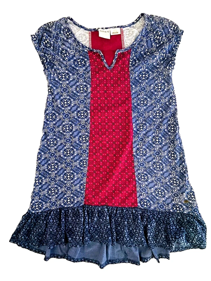 Vestido informal Roxy para niñas talla S/8-10 azul holandés alto bajo Foto 1 de 4