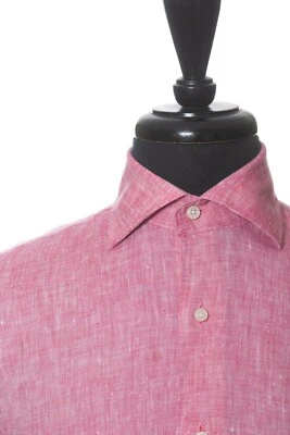 Mario Albini Red Linen Dress Shirt 27176 Foto 1 de 4