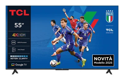 TCL Smart TV 55" 4K Ultra HD LED Google TV Dolby Vision Atmos Classe E 55P69K - Immagine 1 di 4