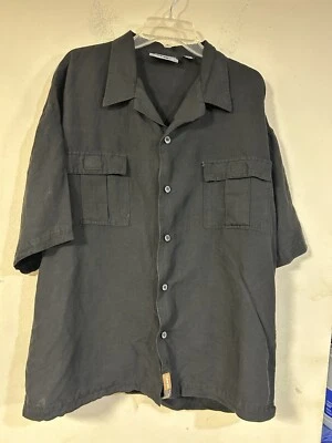 Vintage Cybertek Linen Blend Shirt, Black Short Sleeve, Boxy Size 2XL, Y2K - Image 1 of 4