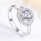 Beautiful Zircon Center Stone ring with accents Solid S925 white IP gold 6