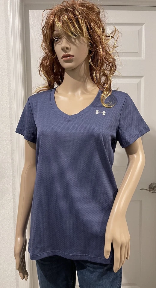 Camiseta para mujer Under Armour Heat Gear calce suelto texturizada cuello en V talla S usada en excelente estado Foto 1 de 4