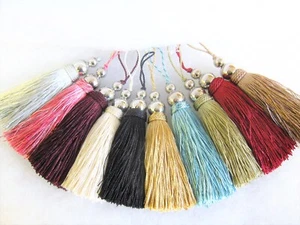 Silberkugeln Schlüsselquaste 10cm Stoffdeko Chrom Nähzubehör Zierleiste - Bild 1 von 12