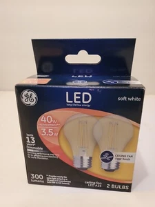 GE LED HD+ Light 40W A15 Ceiling Fan CLEAR FINISH Bulb (2 Bulb Pack) - Picture 1 of 10