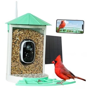 Bird Feeder Camera Smart: Wireless Bird House with Solar Panel - Mint Green - Picture 1 of 7
