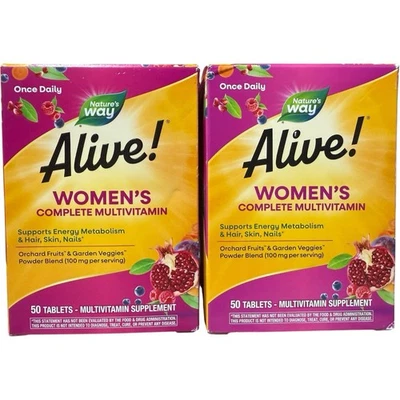 (2) Nature's Way Alive! Multivitamínico Completo Mujer 50 Comprimidos Exp 01/2026+ Foto 1 de 4