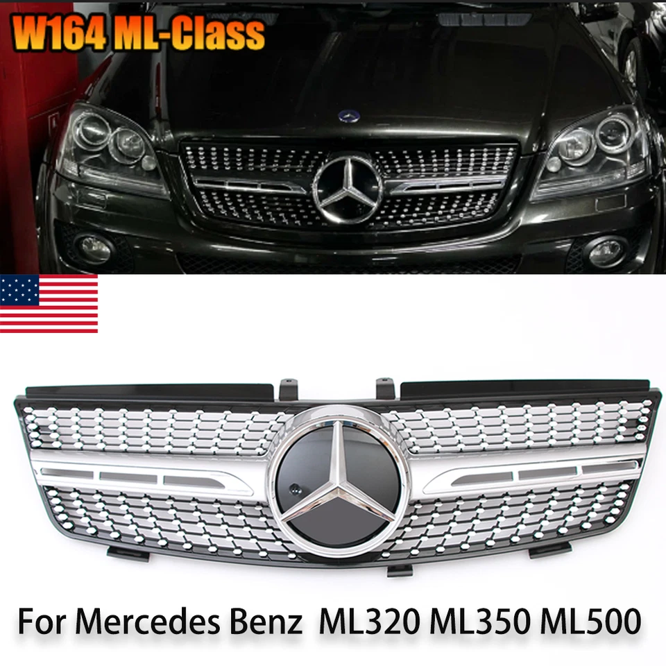 Front Grille w/Emblem For Mercedes Benz W164 ML320 ML350 ML500 2005-2008 Grill - Imagem 1 de 4