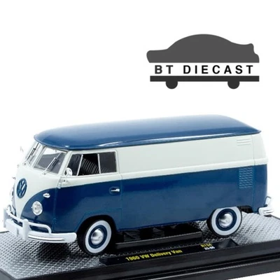 M2 MACHINES 1960 VW VOLKSWAGEN DELIVERY VAN 1/24 DEEP BLUE / WHITE 40300 134 B - Image 1 of 2