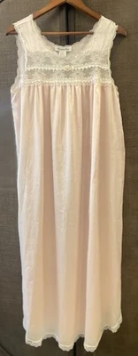 Vtg Christian Dior Nightgown 1990’s Pink & Lace Long Poly Satin Sleeveless Sz M - Image 1 of 4