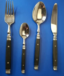 BSF Edelstahl 25 Pc Flatware Germany Black Handle Knives Forks Spoons Vintage - Picture 1 of 21