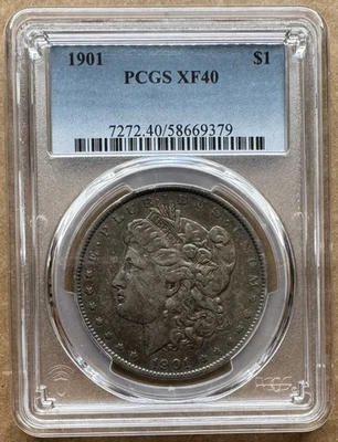 1901 $1 PCGS XF 40 1901 MORGAN SILVER DOLLAR - Image 1 of 2