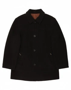 DOUGLAS Mens Overcoat UK 38 Medium Black Wool AQ10 - Picture 1 of 6