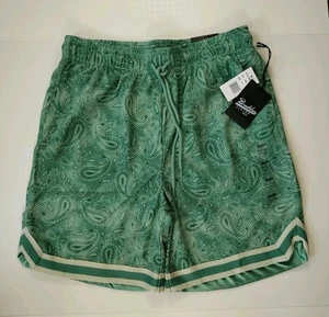 BROOKLYN Cloth Mfg Co-NWT-Men's Green Print 100% Polyester Mesh Shorts-Size M - Picture 1 of 9