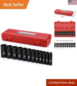 Juego de enchufes profesionales de impacto profundo de 12 piezas de 3/8 pulgadas con marcado láser - Imagen 1 de 9