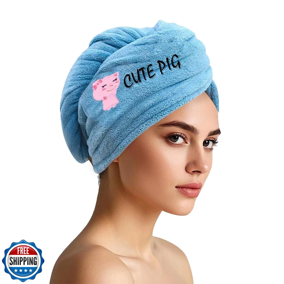 Toalla de microfibra de doble capa AGKXHDEC, turbantes capilares para cabello húmedo, tiburón secado Foto 1 de 4