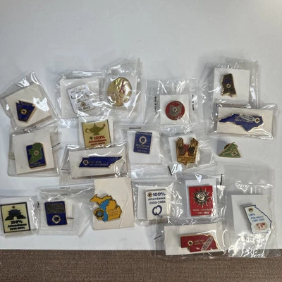 复古 批量 19 件 100% 出席狮子会翻领别针 1978 - 2005 年 VariousYears — 第 1/4 张图片