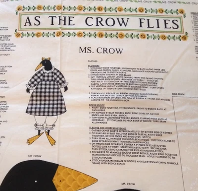 MS. CUERVO Y SEÑOR CUERVO CONJUNTO DE DOS PANELES DE COSTURA ARTESANALES DE TELA COMO EL CUERVO MOSCAS Foto 1 de 4