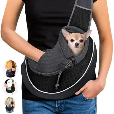 Small Dog Cat Carrier Sling Bag – Soft Crossbody Travel Tote – Outdoor Pet Purse - Image 1 of 4