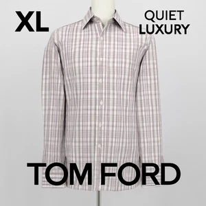 Tom Ford Plaid Dress Shirt 43/17 Mens XL Purple White Swiss Made Quiet Luxury - Picture 1 of 18