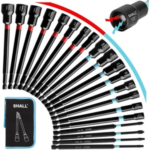 Verstärkte 6 Zoll magnetische Mutterndreher - 20-teiliges SAE & metrisches Set mit Aufbewahrungstasche - Bild 1 von 8