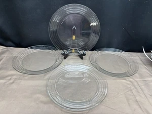 Libbey Duratuff "HOOPS" Clear Glass Dinner Plates ~ 10 3/4" - Picture 1 of 8