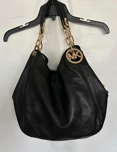 Michael Kors Black Pebbled Leather Purse Hobo Bag Handbag - Picture 1 of 13