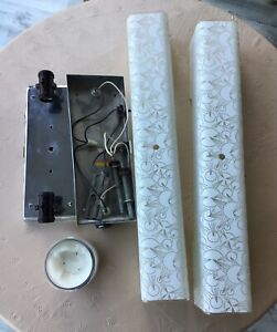 Vintage mid-century 1950s SCONCES  24”x4” frosted etched glass RARE!
