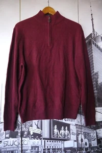 GIASONE 100% Mongolian Cashmere  1/2 ZIP Burgundy Sweater Men's S - Picture 1 of 7
