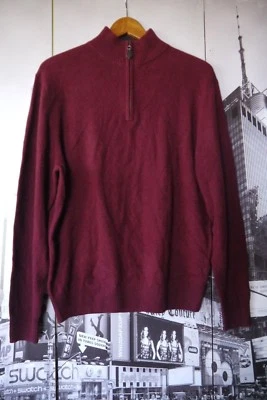 GIASONE 100% Mongolian Cashmere  1/2 ZIP Burgundy Sweater Men's S - Image 1 of 4