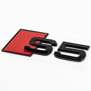 Audi S5 Logo Neu Metall Schwarz Glanz Abzeichen Emblem Aufkleber für A5 S5 He... - Bild 1 von 7