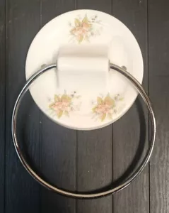 Vintage Retro White Floral Flower Bone China Towel Ring - Picture 1 of 3