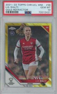 2021-22 Topps Chrome Lia Walti /50 RC Gold Refractor Arsenal #98 PSA 10 SP