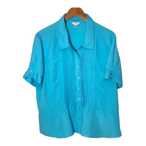 Camicia donna Christopher & Banks lino Bld taglia XL pintuck business casual lavoro - Foto 1 di 5