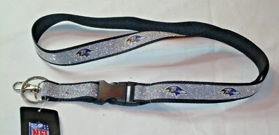 NFL Baltimore Ravens Logo on Sparkle Lanyard 23" Long 3/4" Wide by Aminco - Image 1 of 2
