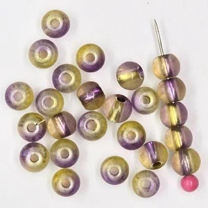 Vintage Old Stock Glass Beads 1990's Purple Yellow Blend 6mm Spacer Beads - Picture 1 of 5