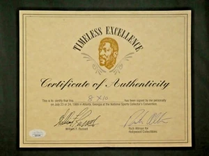Bill Russell Basketball HOF signiertes William F. Russell Zertifikat mit JSA COA - Bild 1 von 3