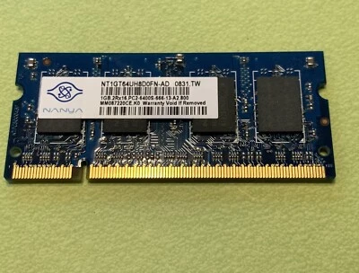 Nanya 1 GB PC2-6400 DDR2-800 800MHz Laptop Memory Ram NT1GT64UH8D0FN-AD - Image 1 of 2