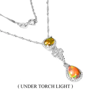 925 Sterling Silver Necklace Oval Black Opal 9x7mm Natural Gemstone Jewelry 1 - Picture 1 of 10