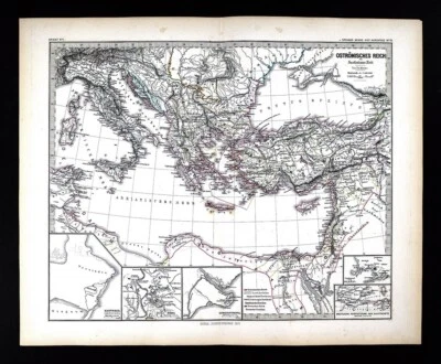 1880 Spruner Map Eastern Roman Empire Justinian Constantinople Byzantine Ravenna - Image 1 of 4