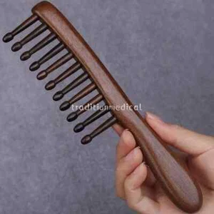 Natural Comb Comb Head Meridian Massage Anti-static No-snags Wide Tooth Comb - Picture 1 of 6