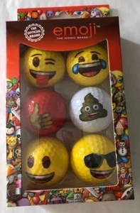 Emoji Golfbälle 6er-Pack Lachbrille Poop mehrfarbig Fabrik NEU - Bild 1 von 2