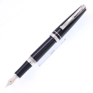 Cleo Skribent Fountain Pen Platinum Black Resin Nib M 18K - Picture 1 of 14