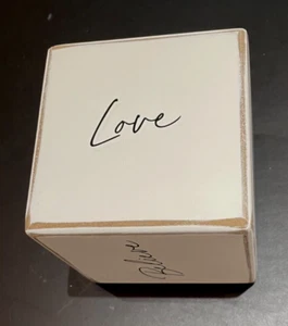 4" x 4" White Ceramic Cube By Joyce Meyer LOVE HOPE BELIEVE JOY TRUST & FORGIVE - Picture 1 of 6