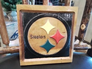 Pittsburgh Steelers NFL Wooden Sign 8" x 8" Vintage collectable - Picture 1 of 3