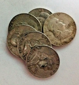 1960 D Circ. Franklin mezzo dollaro 90% argento moneta USA prezzo per moneta - Foto 1 di 1