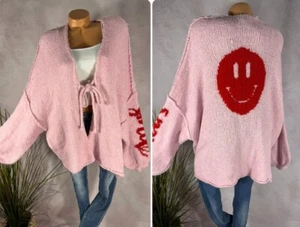 NEU Strick Cardigan SMILE Motiv Italy Mohair Wolle ROSA 40 42 44 46 - Bild 1 von 7