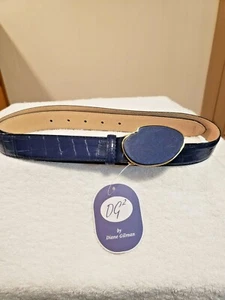 DG2 by Diane Gilman Navy Faux Crocodile Belt Size Large New With Tags  - Foto 1 di 1