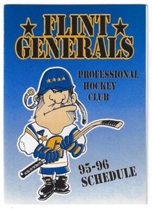 RARE 1995-96 Flint Generals CoHL UHL IHL Hockey Schedule !!! Pepsi