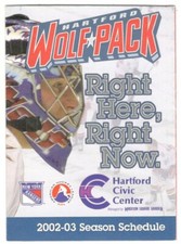 2002-03 Hartford Wolf Pack AHL Hockey Schedule !!! Bud Light